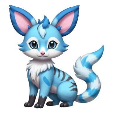 Rare realistic cute adorable epic aesthetic colorful Amaura-Sylveon-Glaceon-Civet-Genet-species-Fakemon-hybrid-creature, with markings, full body sticker