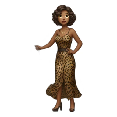 Woman in loepard dress with a whip sticker