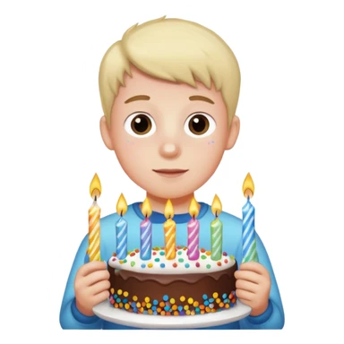 boy with birthday cake sticker
