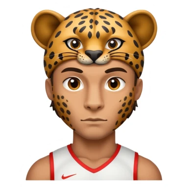 Footballer with a leopard head sticker