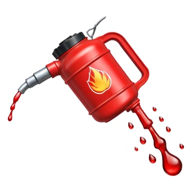 red gasoline canister plain pouring drops of diesel no fire sticker