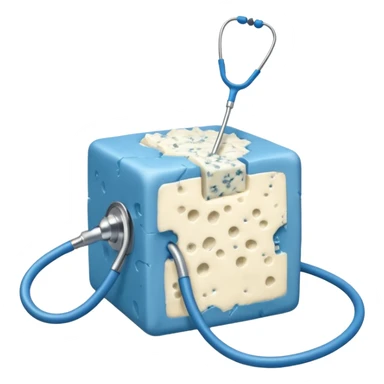 Cube of blue cheese crushing doctor sticker