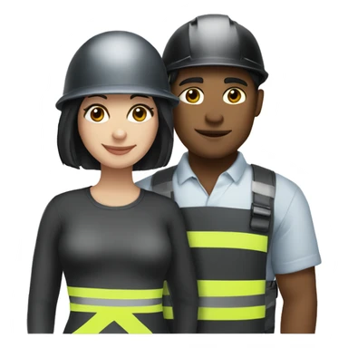 A black-haired and white-skinned lover wearing a safety helmet sticker