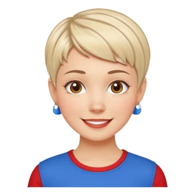 white girl pixie cut red and blue shirt sticker