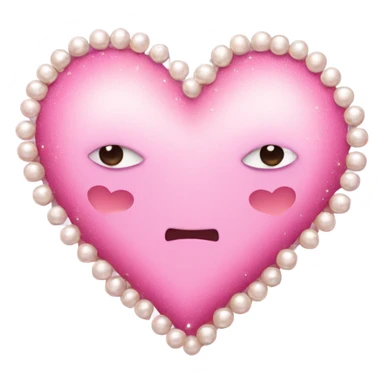 pink heart with sparkles and pearls sticker