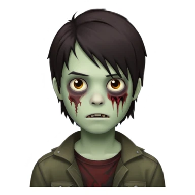 boy zombie with darkish brown medium lenght hair emo, no glasses sticker