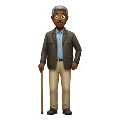 a blind person looking to the right, with a cane in hand, neutral facial expression sticker