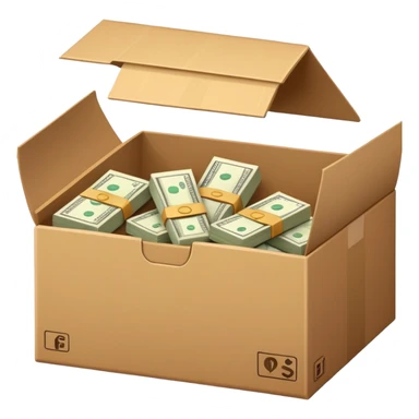 money being exchanged for box sticker