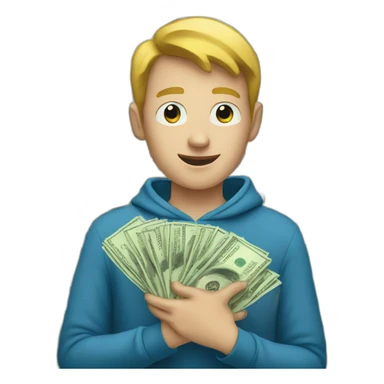 white kid is holding money sticker