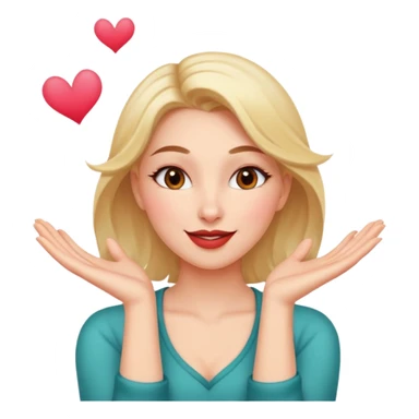 A beautiful nonchalant woman with her hands in surrender while she smirks and gives a flying kiss sticker