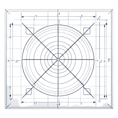 A sheet of technical drawing with fine lines, dimensions and geometric shapes, without signatures, slightly tilted in space, a sense of precision and calculation. sticker