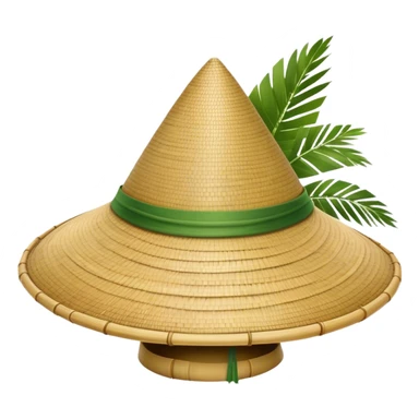 ​Cinematic Realistic Traditional Vietnamese Nón Lá, depicted as a delicately crafted conical hat made of bamboo and palm leaves with subtle texture and natural wear, evoking authentic cultural heritage, please show the hat only sticker