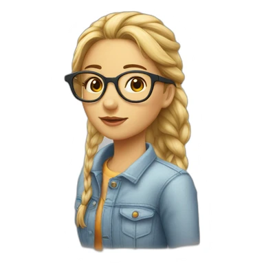 Fille avec des lunettes des cheveux châtains avec une queue de cheval et sweat sticker