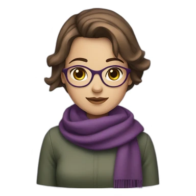 A girl with medium short hair with green and brown eyes with glasses with purple scarf  sticker