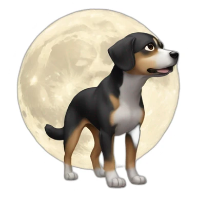 Chien sur la lune sticker