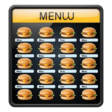 digital menu board with menu of restaurant items not emoticons sticker