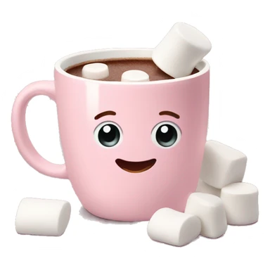 Light Pink mug of hot chocolate with marshmallows  sticker