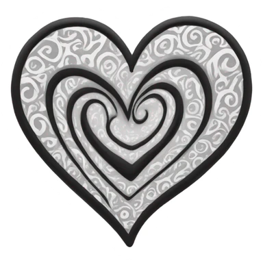 Black and white heart swirled  sticker