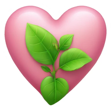 Pink heart with a little green plant sticker