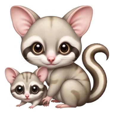 Fat and cute Japanese sugar glider  white. A mom anda a baby one very fat and cute sticker