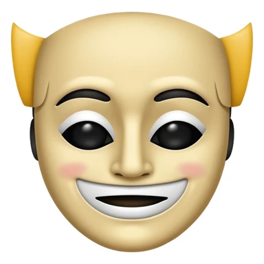 Half and half happy and sad theater face mask in one face mask, split down middle half smile half frown on white theater mask, black mouth black eyes sticker