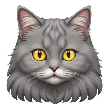 grey fluffy british long hair cat with yellow eyes cuteer  sticker