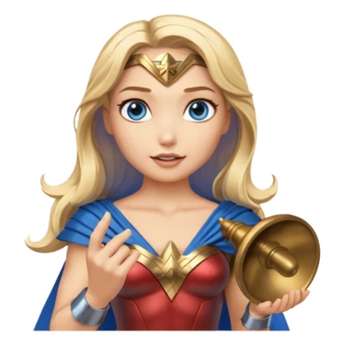 Blonde blue eyes Wonder Woman holding bell  sticker