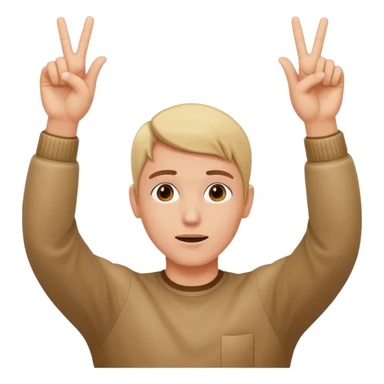 Two fingers on both hands pointing to head sticker