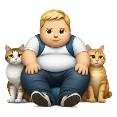 Fat kid sitting on a cat sticker