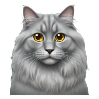 gray British long hair cat sticker