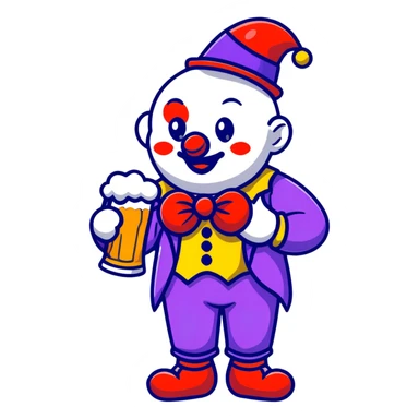 clown with a beer sticker