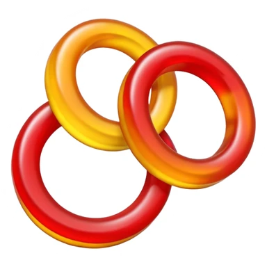 emoji de 2 gomitas en forma de aro una colo rojo y otra amarillo de muy gruesas  sticker