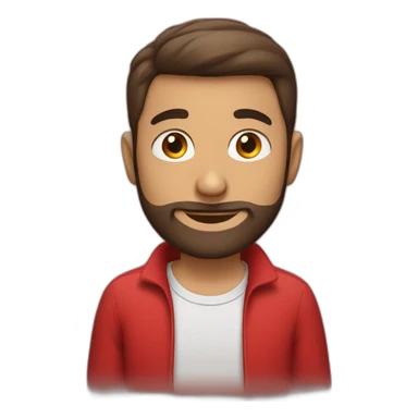 italian boy with red shirt, defined beard and dark brown short straight hair sticker