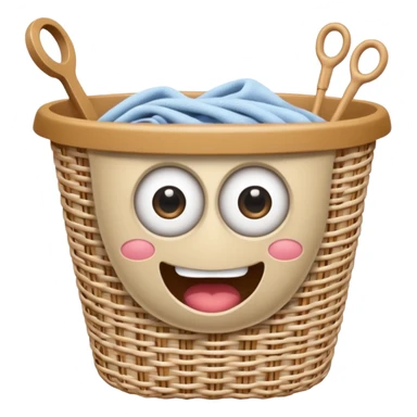 Laundry basket with magic wand and eyes and a mouth sticker
