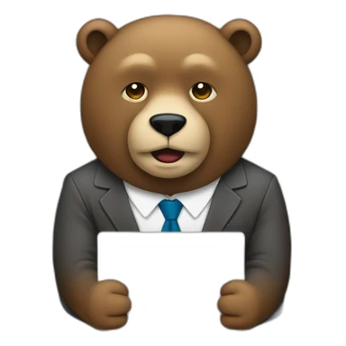 oso con de traje, trabajando con una laptop sticker