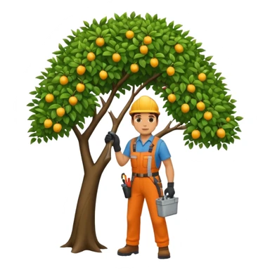 Landscaping company worker, pruning a tree, full body sticker