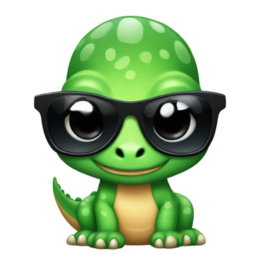 a baby dinosaur with black sunglasses sticker