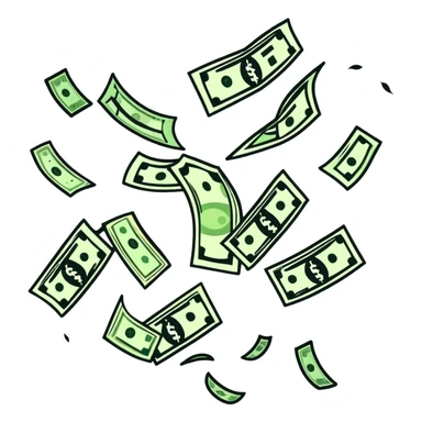 Money flying away, showing spending and expenses sticker