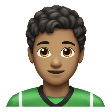 Make me a 14-year-old boy who is very handsome, a soccer player, dark-skinned, with black hair. sticker