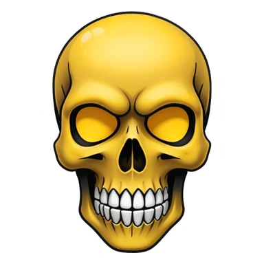 smooth black skull with graffiti brand logos, front view sticker