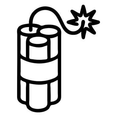 cartoon-style dynamite bomb with a lit fuse, red sticks bundled together, white tape, inspired by the reference image, bold outlines sticker