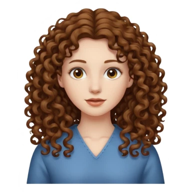 pale woman with one meter long brown curly hair, middle part sticker