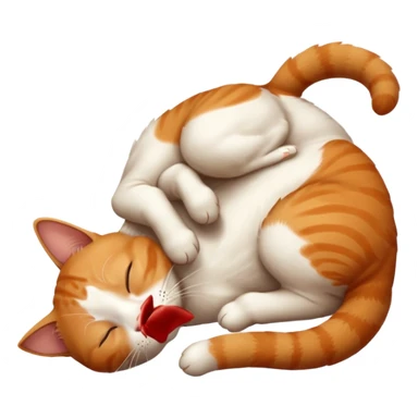 ginger and white small cat eyes closed lying down upside down sticker
