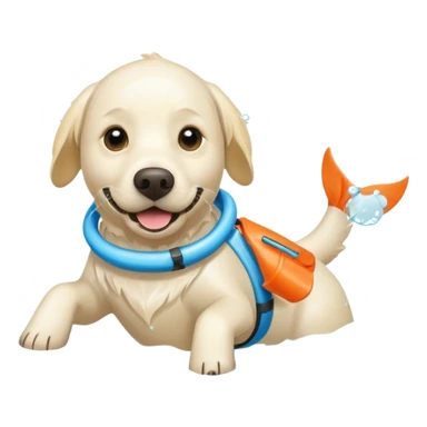 White labrador with snorkel and fins sticker