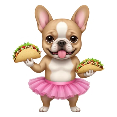 Frenchie eating Tacos with pink tutu sticker