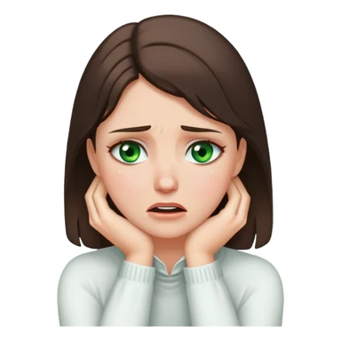 Brunette green eyed white girl super tightly holding her neck crying  sticker