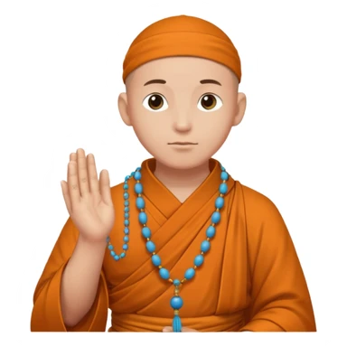Large prayer beads looped around hand, monk sticker