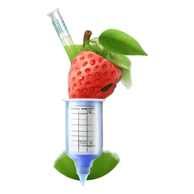 A fruit with a syringe inside of it sticker