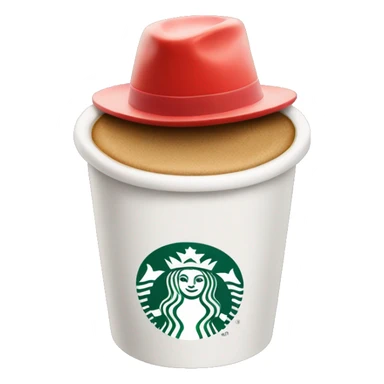 Starbucks coffee cup with a red hat sticker