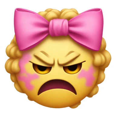 Angry emoji with a pink bow on top  sticker